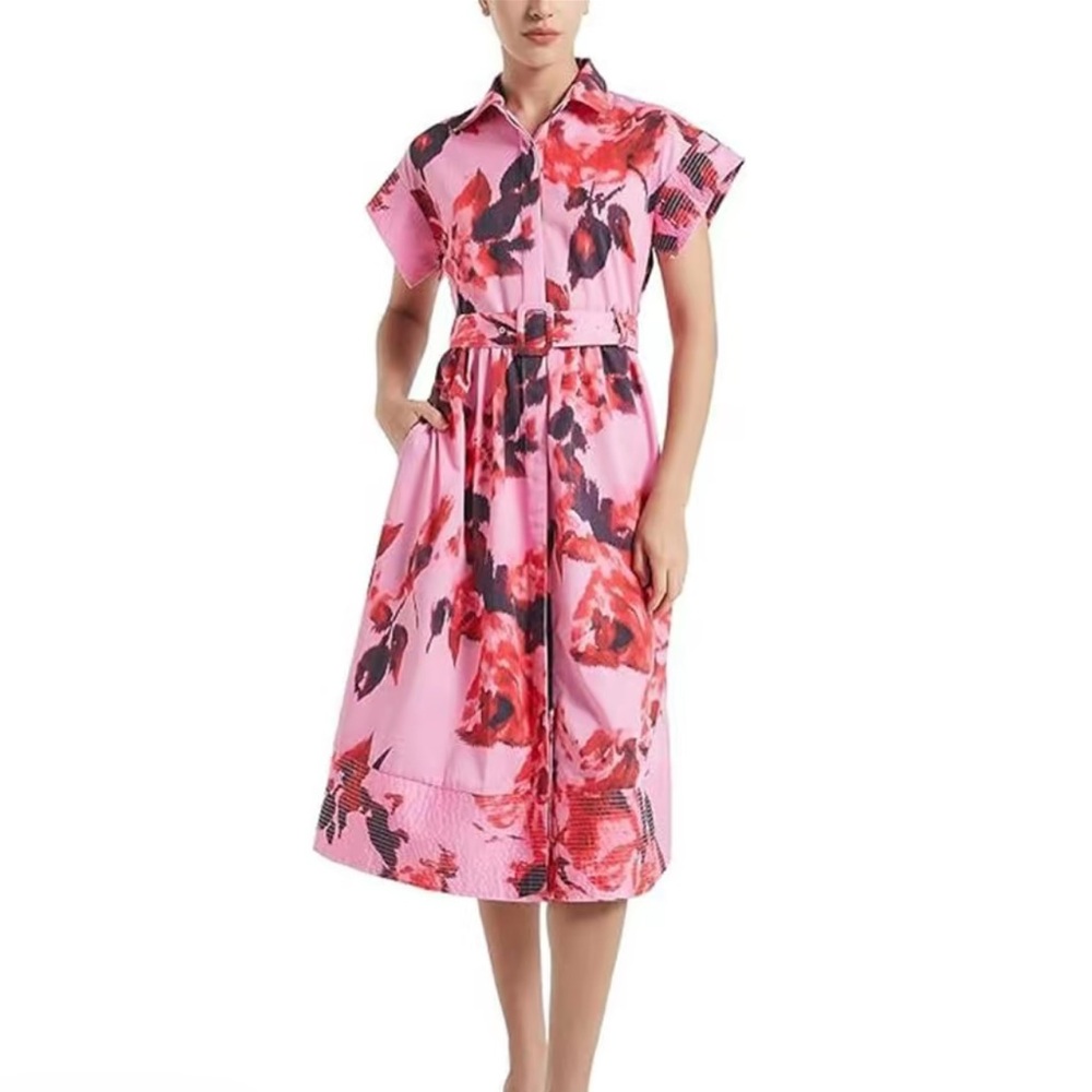 Floral Pink Dress with belt